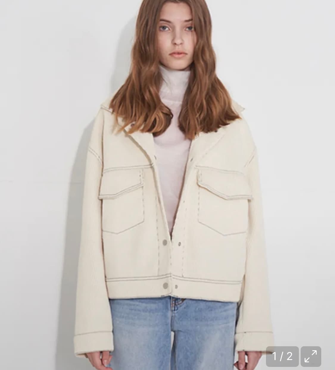 래이디 볼륨 크롭 울 자켓 상품이미지1