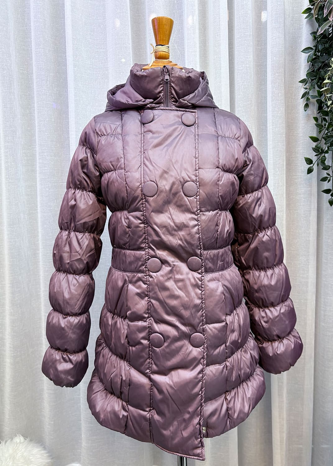 베네통 퍼플 더블버튼 미디패딩 상품이미지5