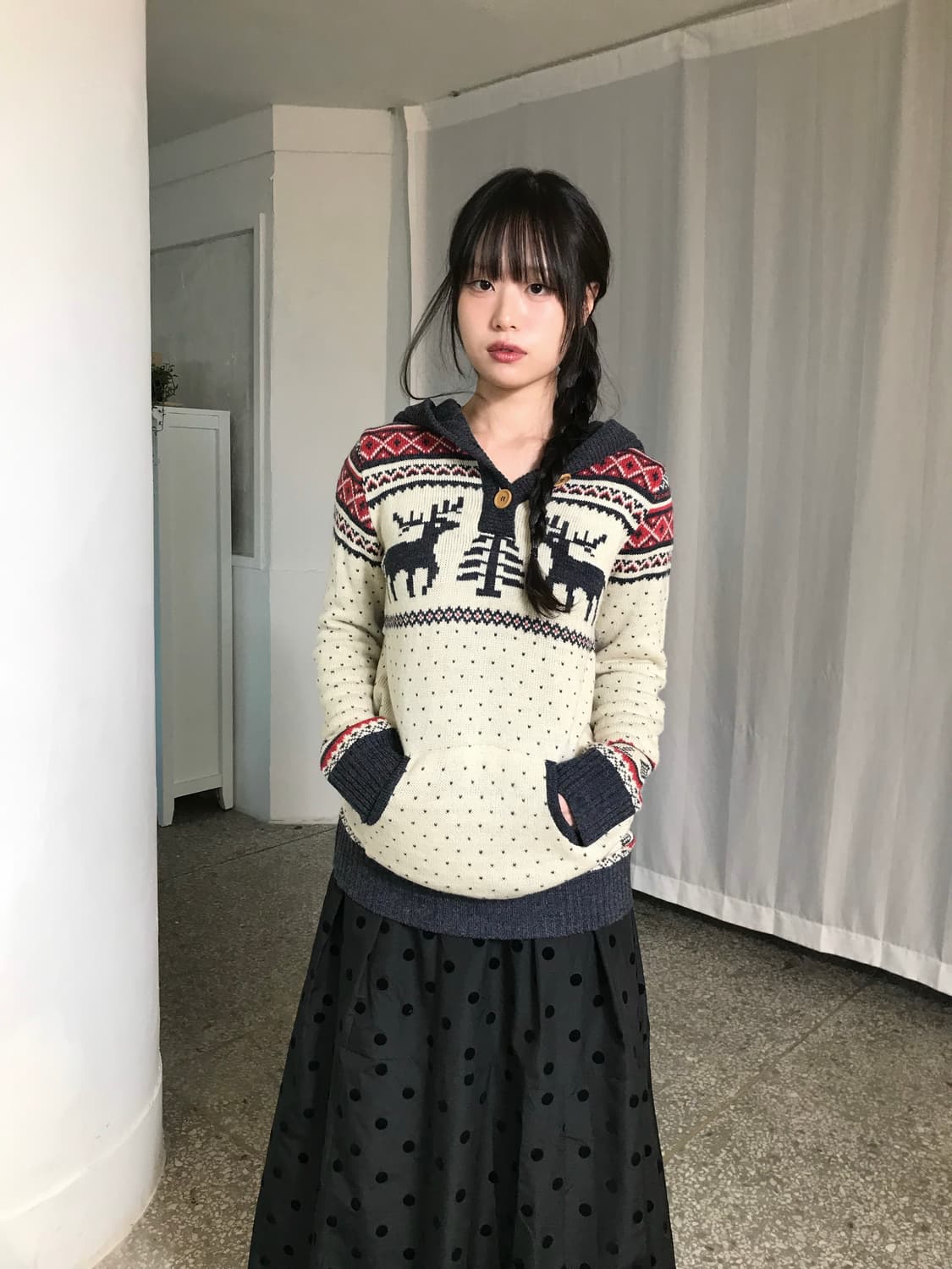 노르딕 디어 후드 니트 상품이미지2