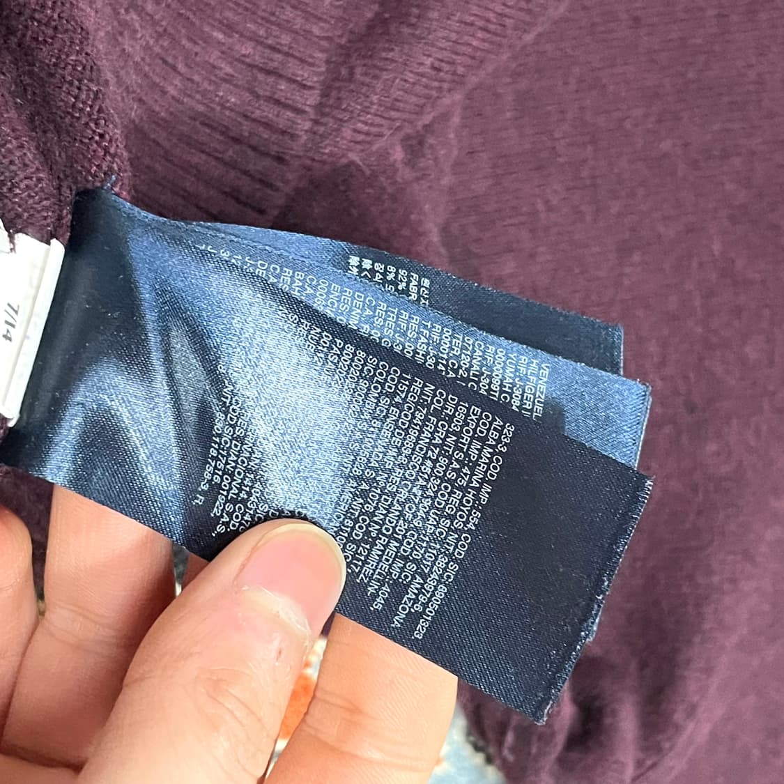 타미힐피거 버건디 브이넥 캐시미어 혼방 니트 남성M 상품이미지4