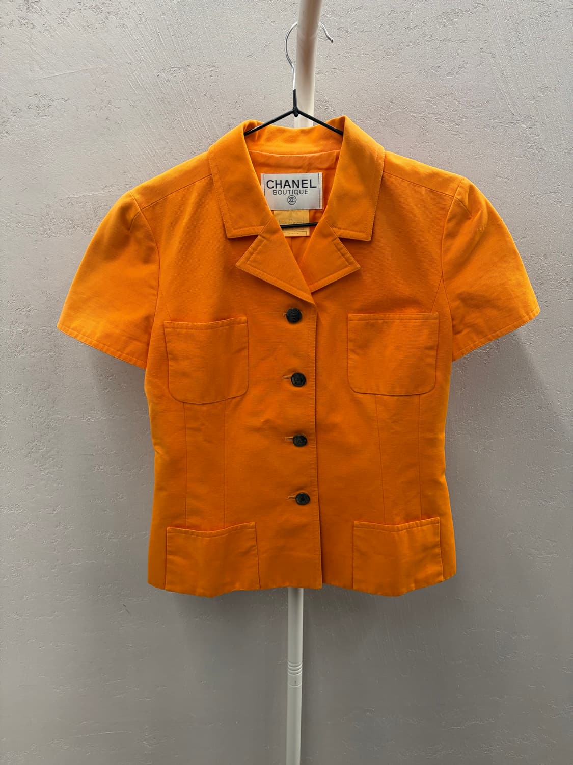 샤넬 정품 은장로고 오렌지 반팔 자켓 38 상품이미지2