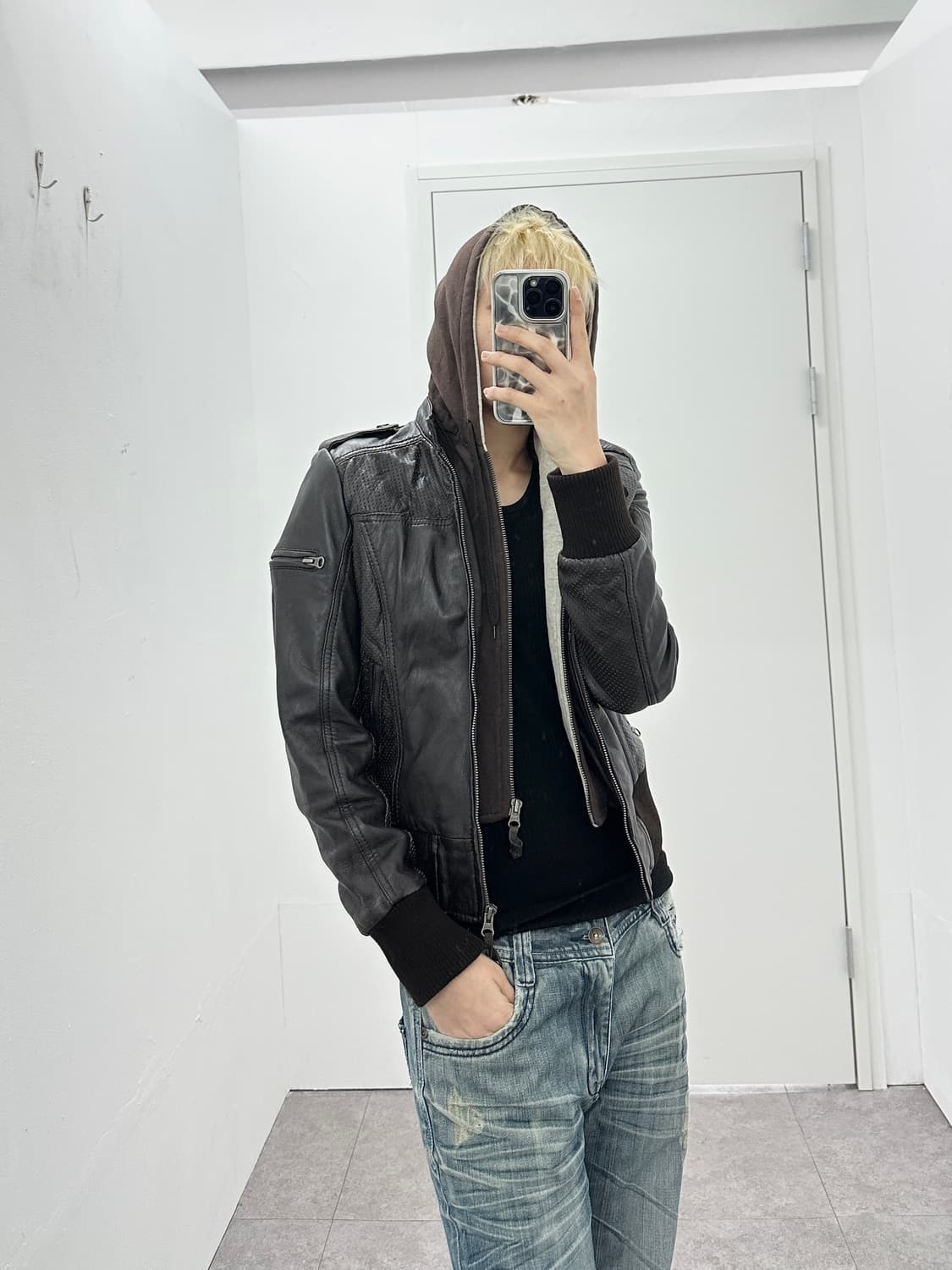 KORINTAGE lambskin hood layered jacket 상품이미지1