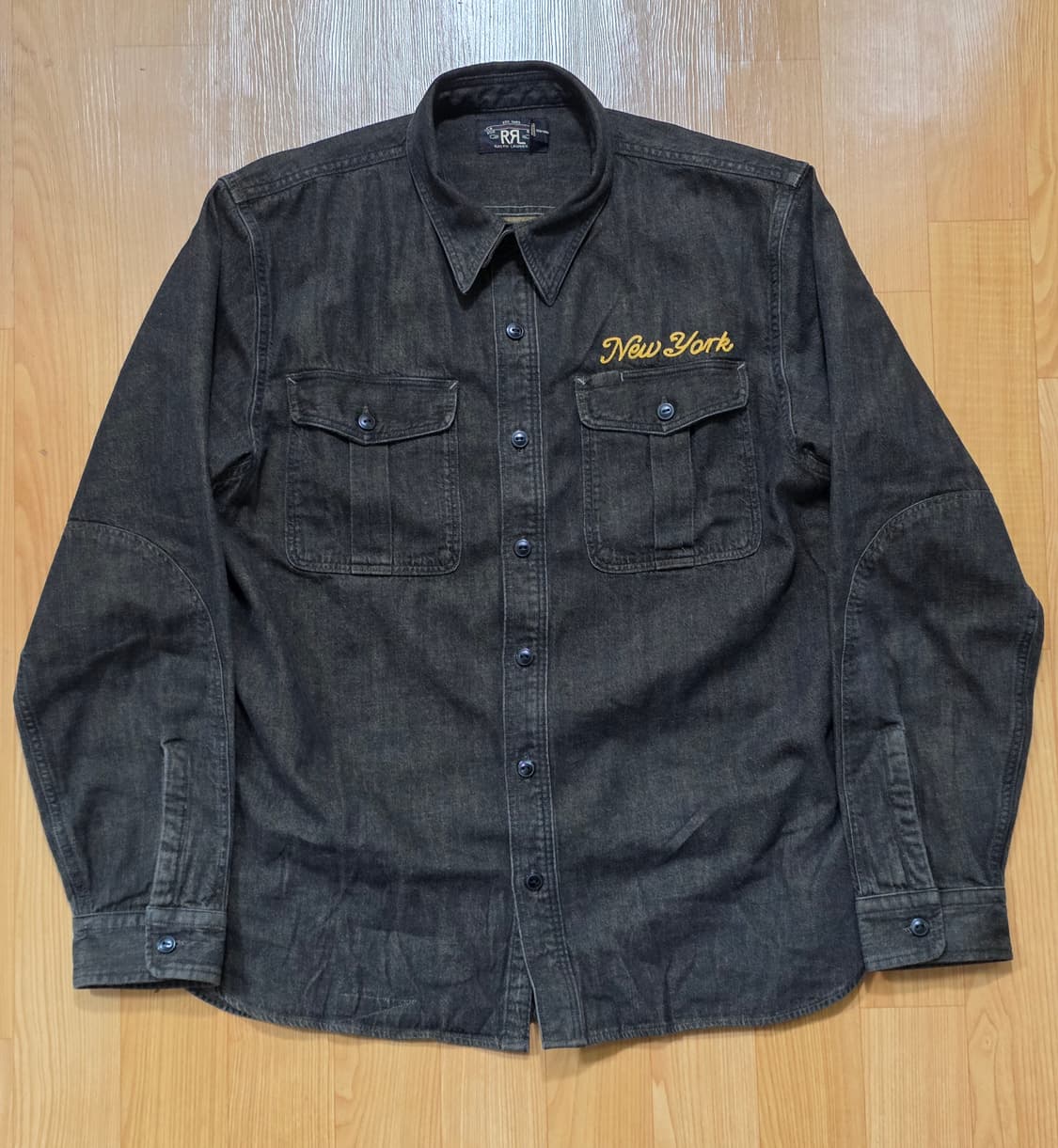 더블알엘 임브로이더 데님 워크셔츠 라지사이즈 상품이미지3