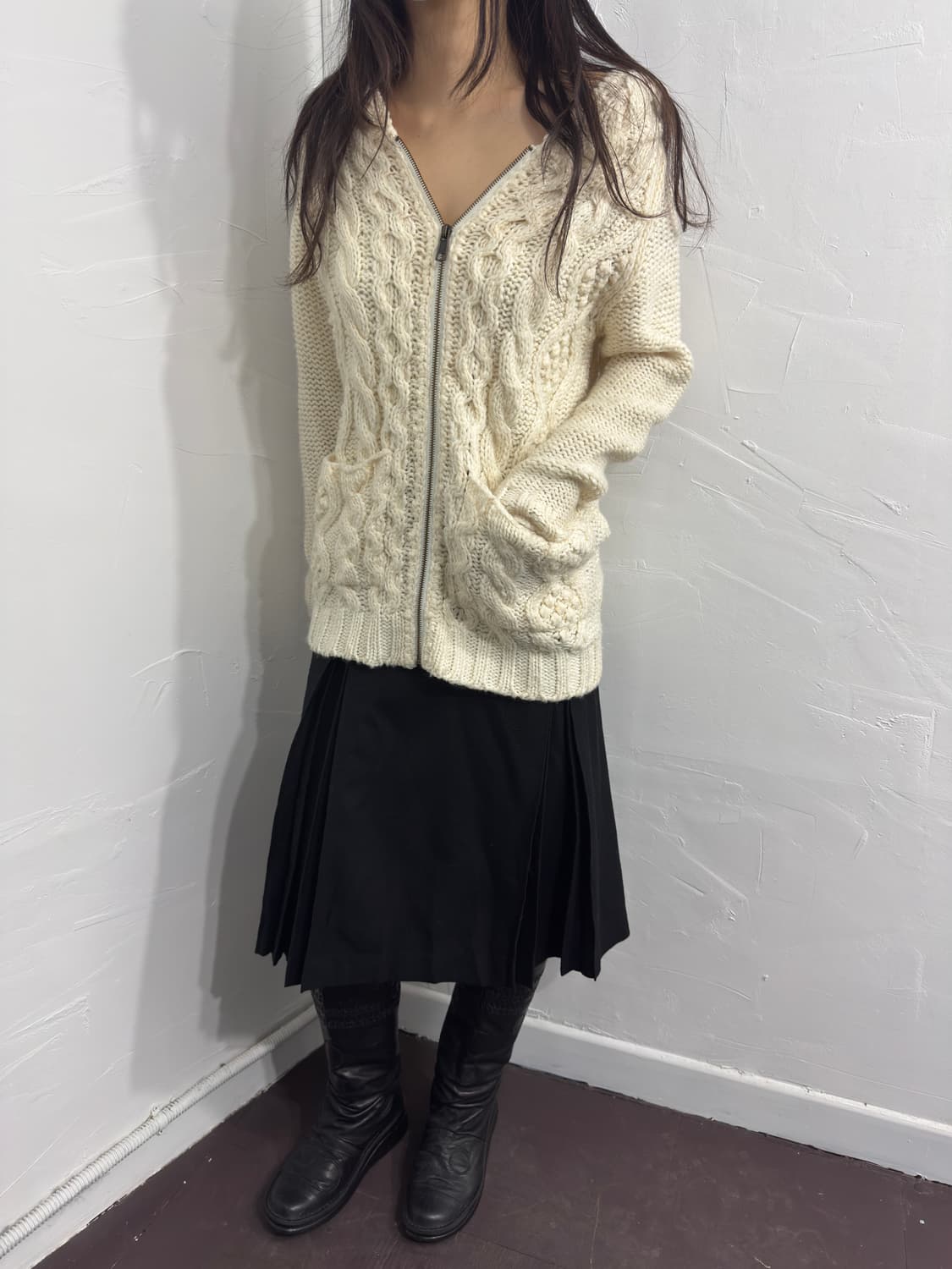 knit hood zipup 상품이미지4