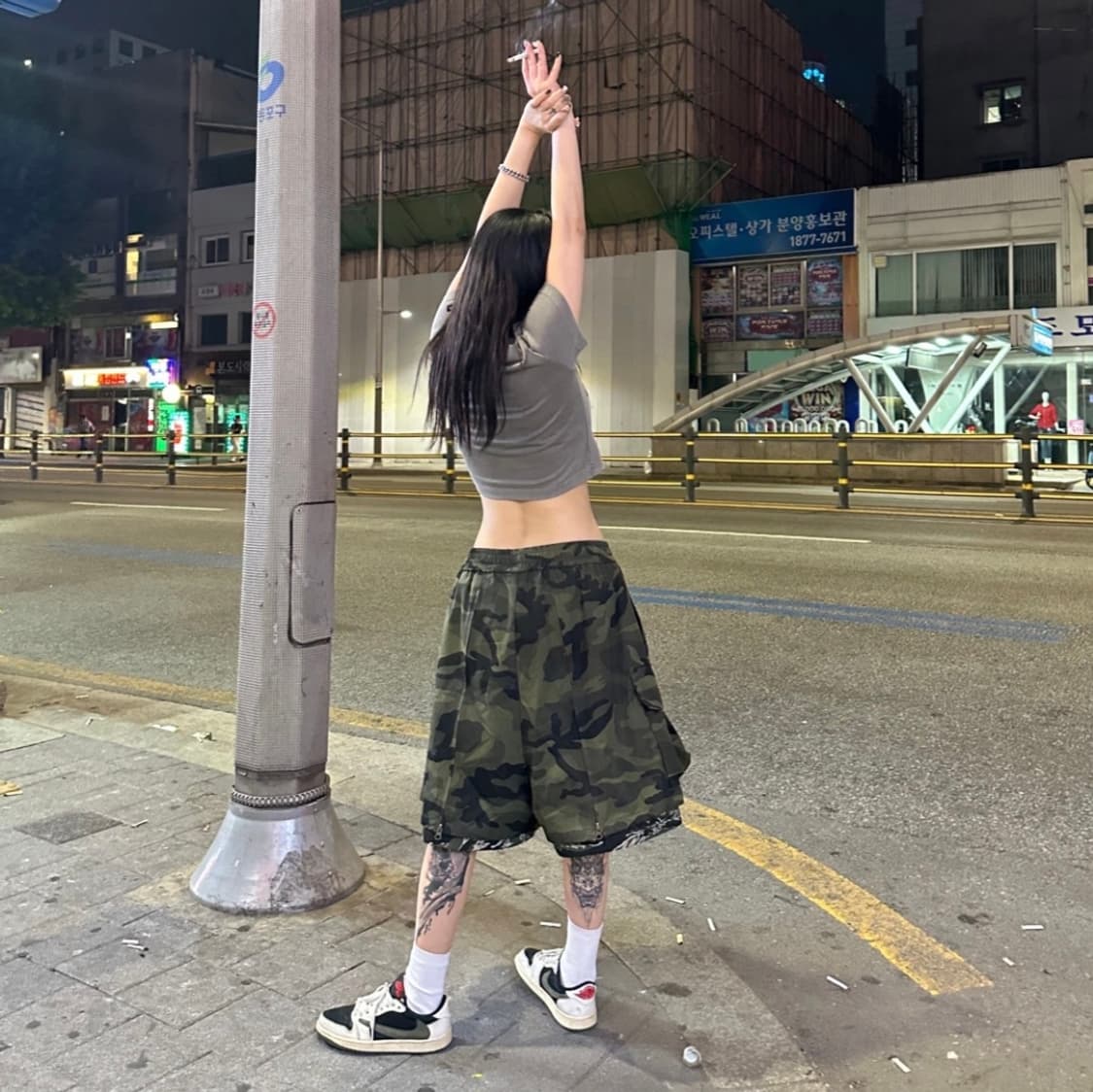 아조바이아조 카모플라쥬 레이어드 집업 팬츠 카키 L 상품이미지2