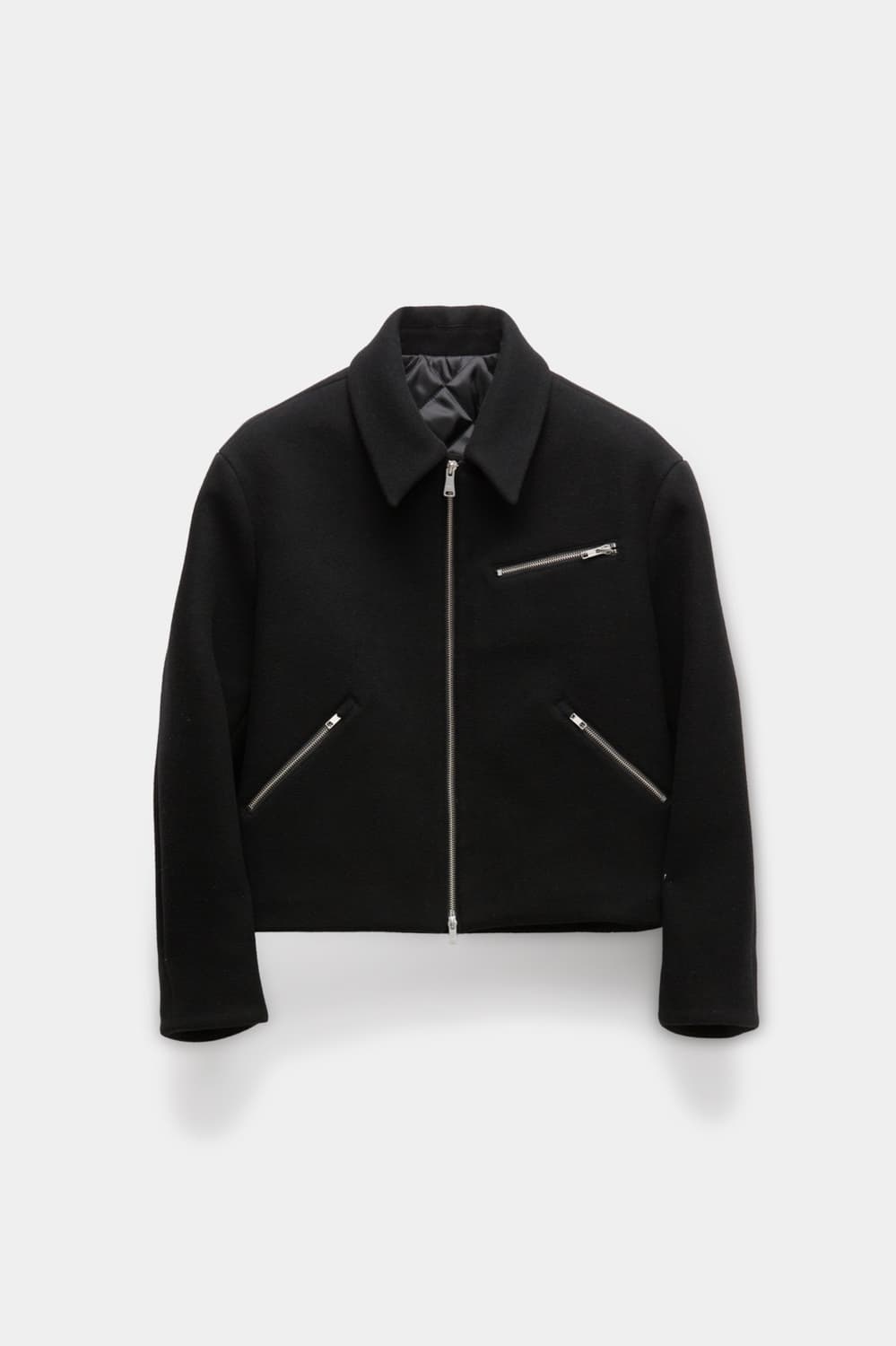 (사이즈 교환 - 저M상L) 쿠어 더블페이스 울 미니멀 멀티집 자켓 블랙 상품이미지1