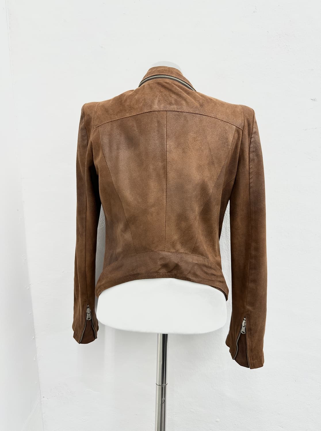 Brown suede drape zipper detail jacket 상품이미지9
