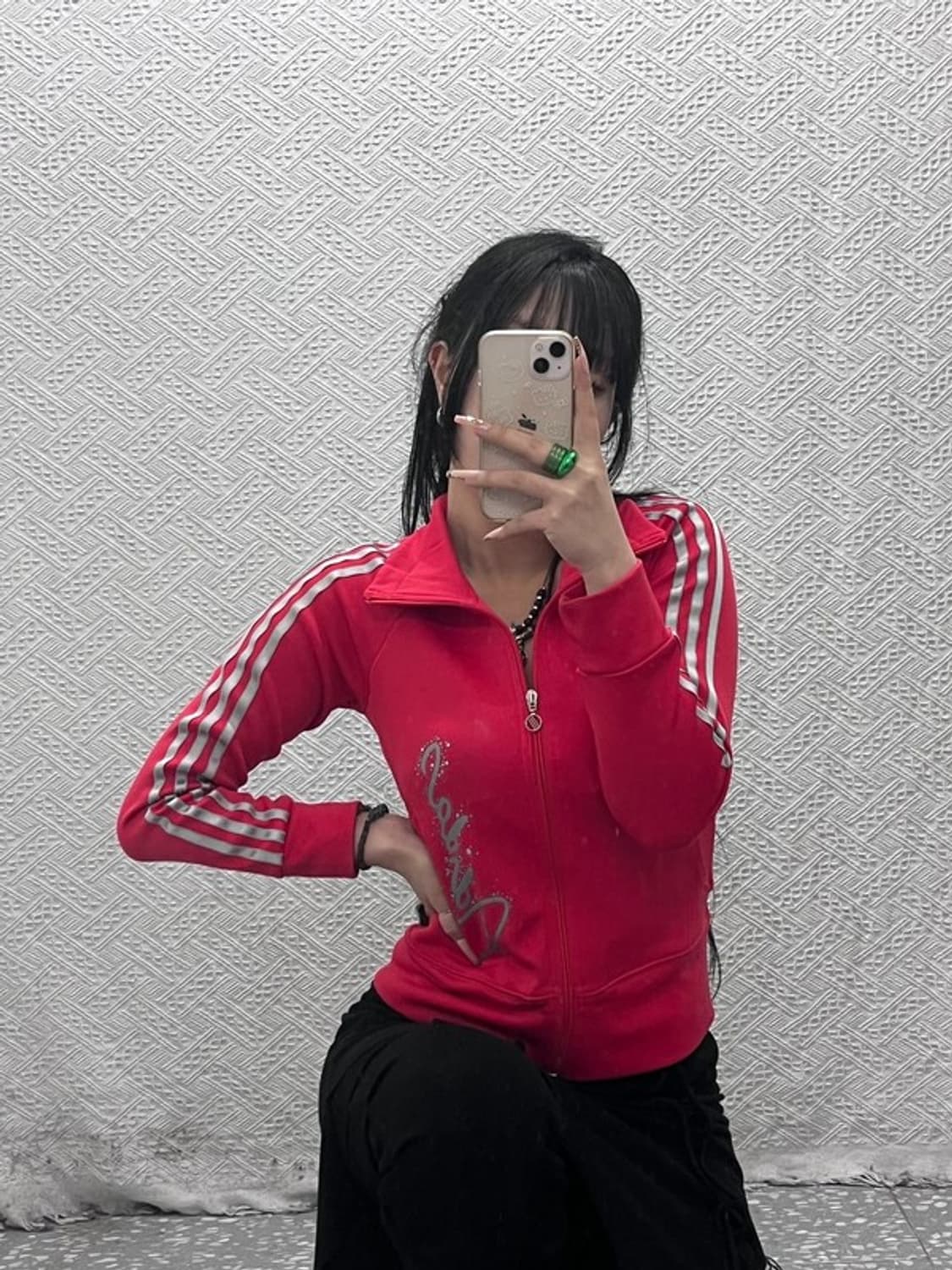 아디다스 Y2K 키치 프린팅로고 져지 집업 L C08288 상품이미지1