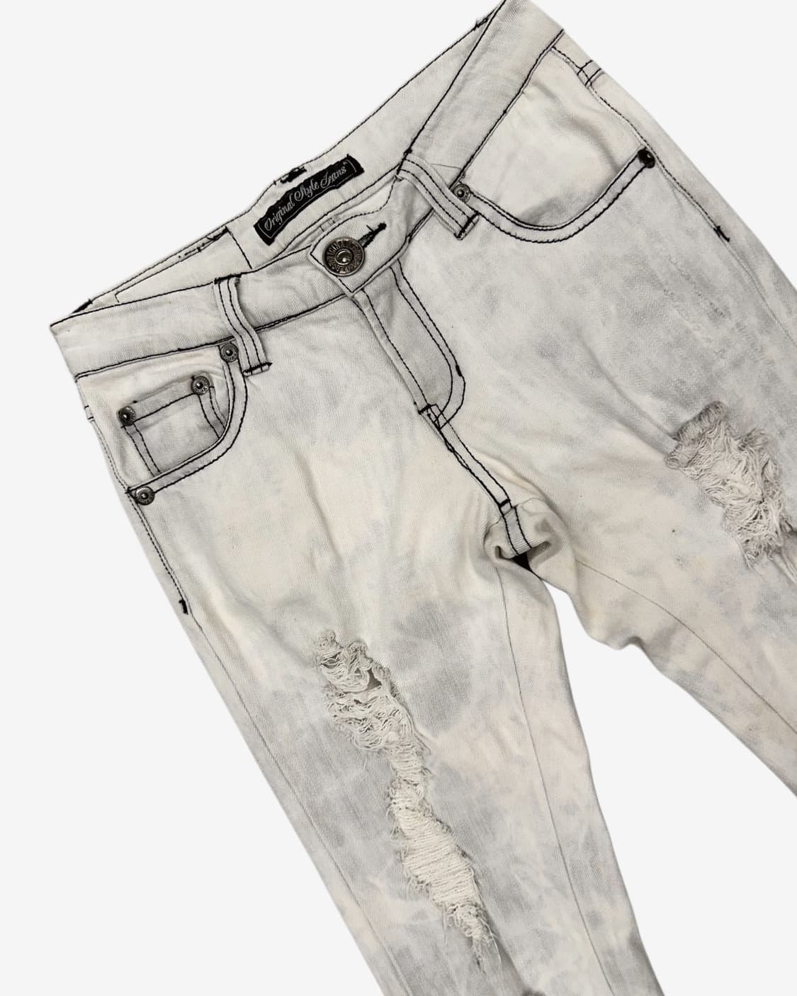 white fade distressed slim jean 상품이미지2