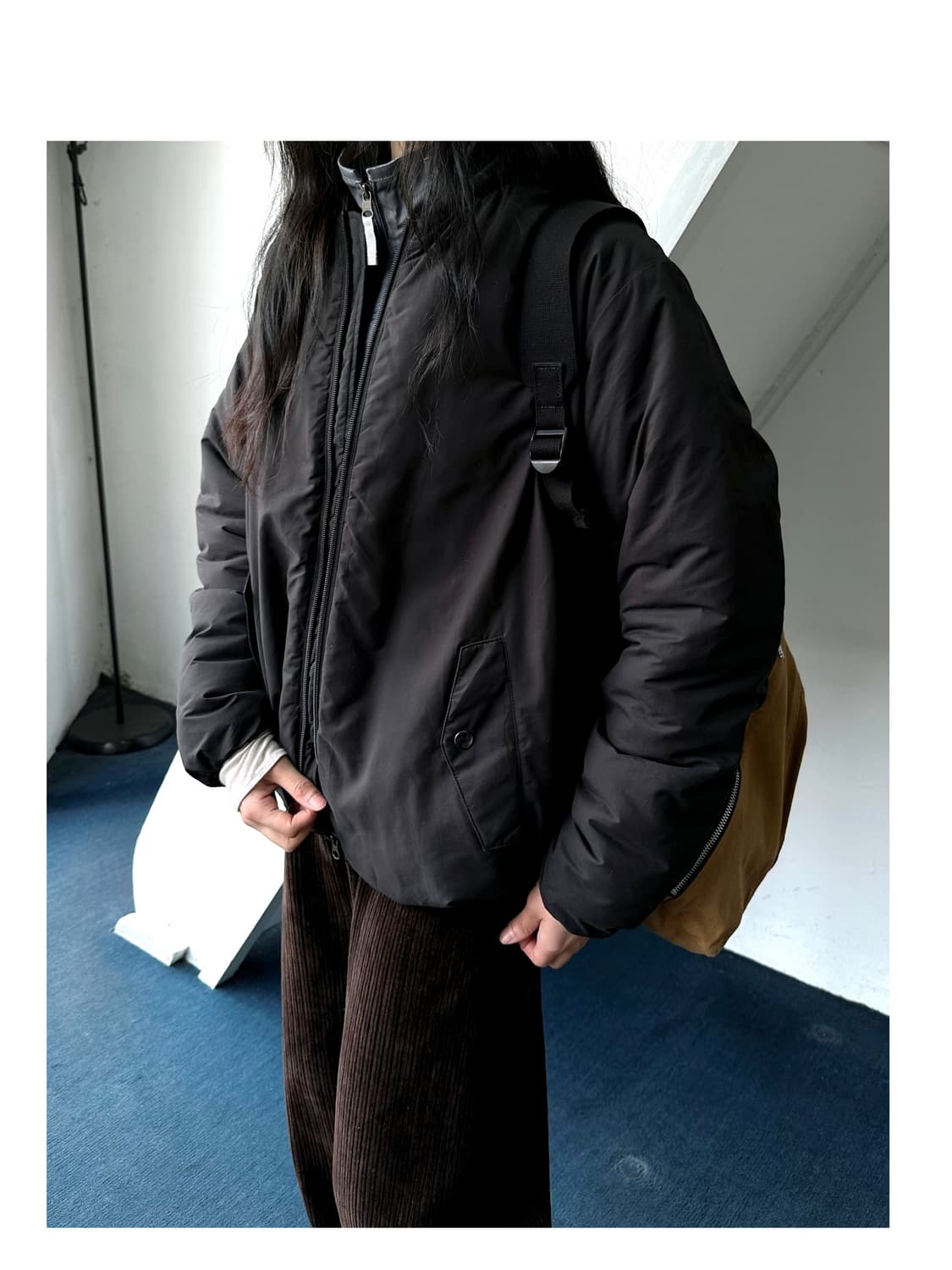 Padded design no collar easy parka 상품이미지1