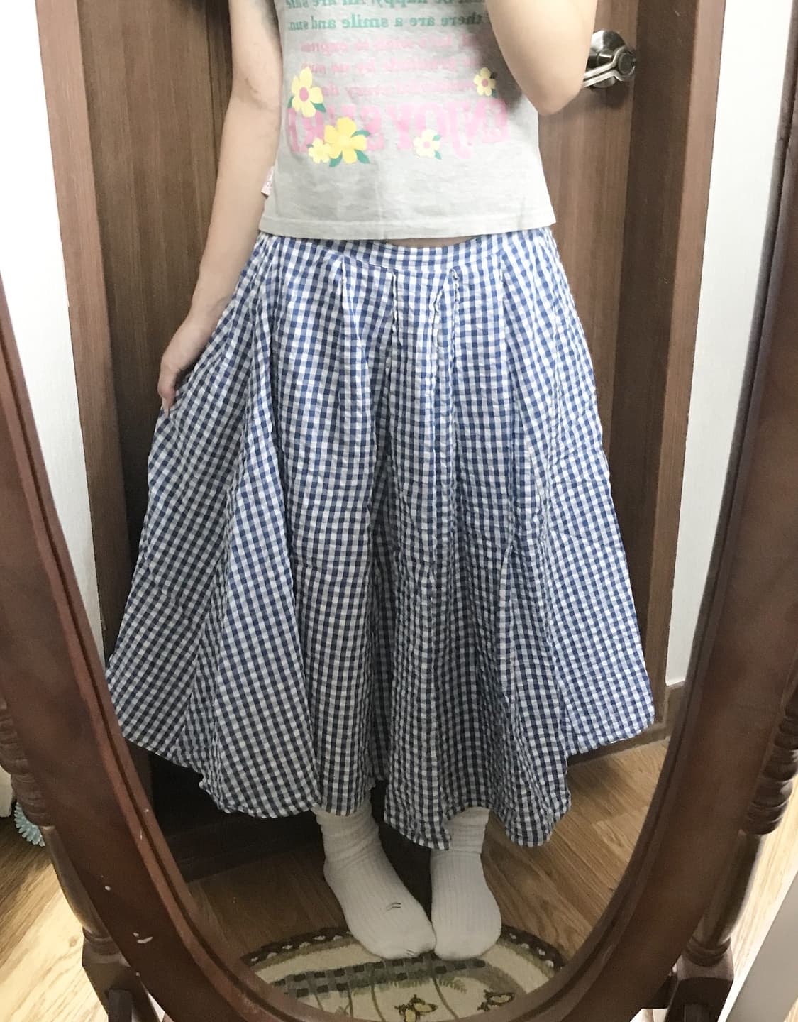 vintage cotton plaid sk 상품이미지2