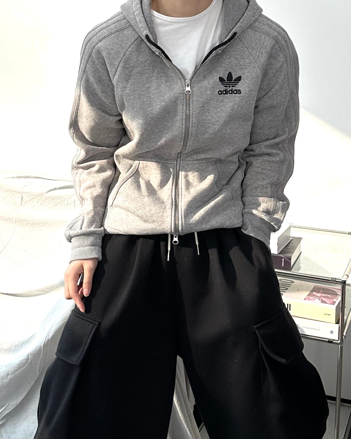 아디다스 올그레이 파이어버드 후드집업 S 상품이미지2