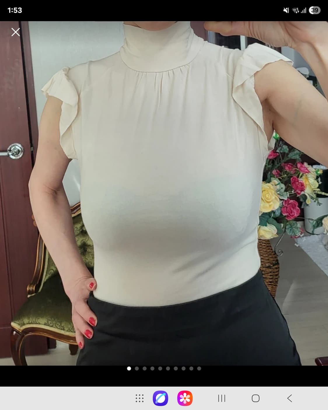 프랑스 모르간 터틀넥 모달 셔츠 아이보리  상품이미지1