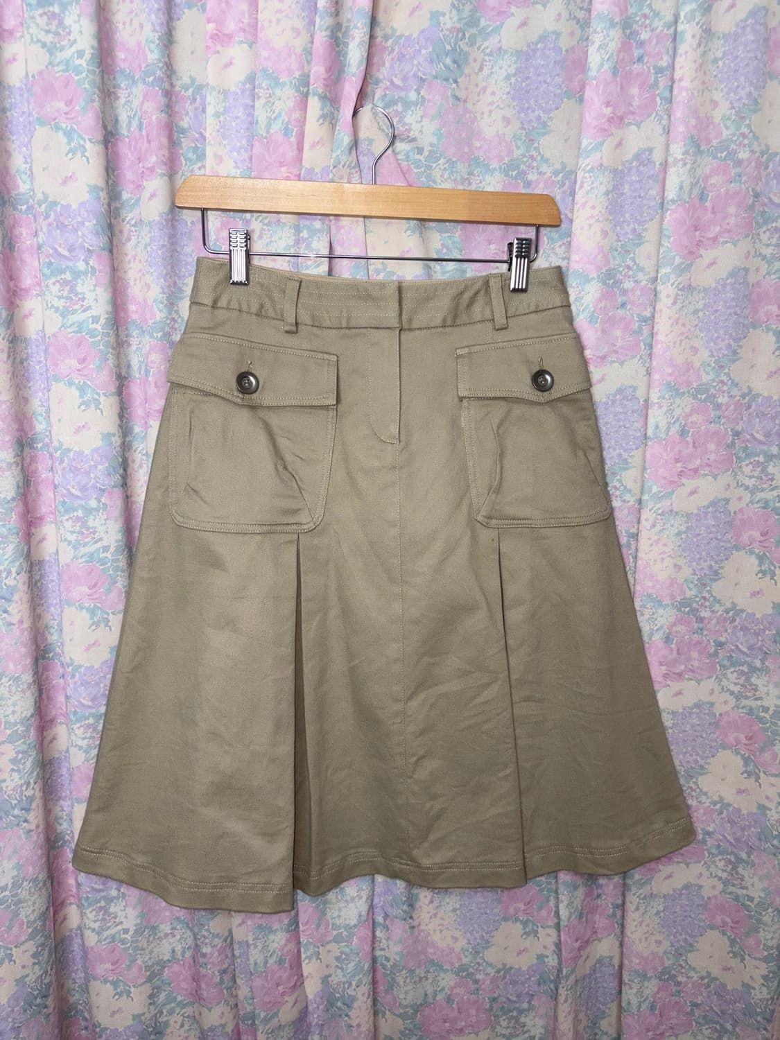 베이지 미디 코튼 스커트 상품이미지8