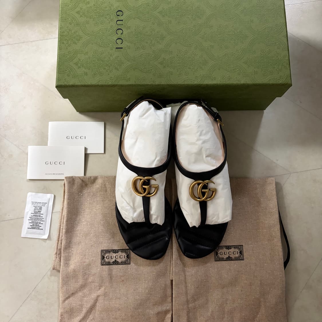 새상품(230)구찌 더블G 샌들 블랙 상품이미지2