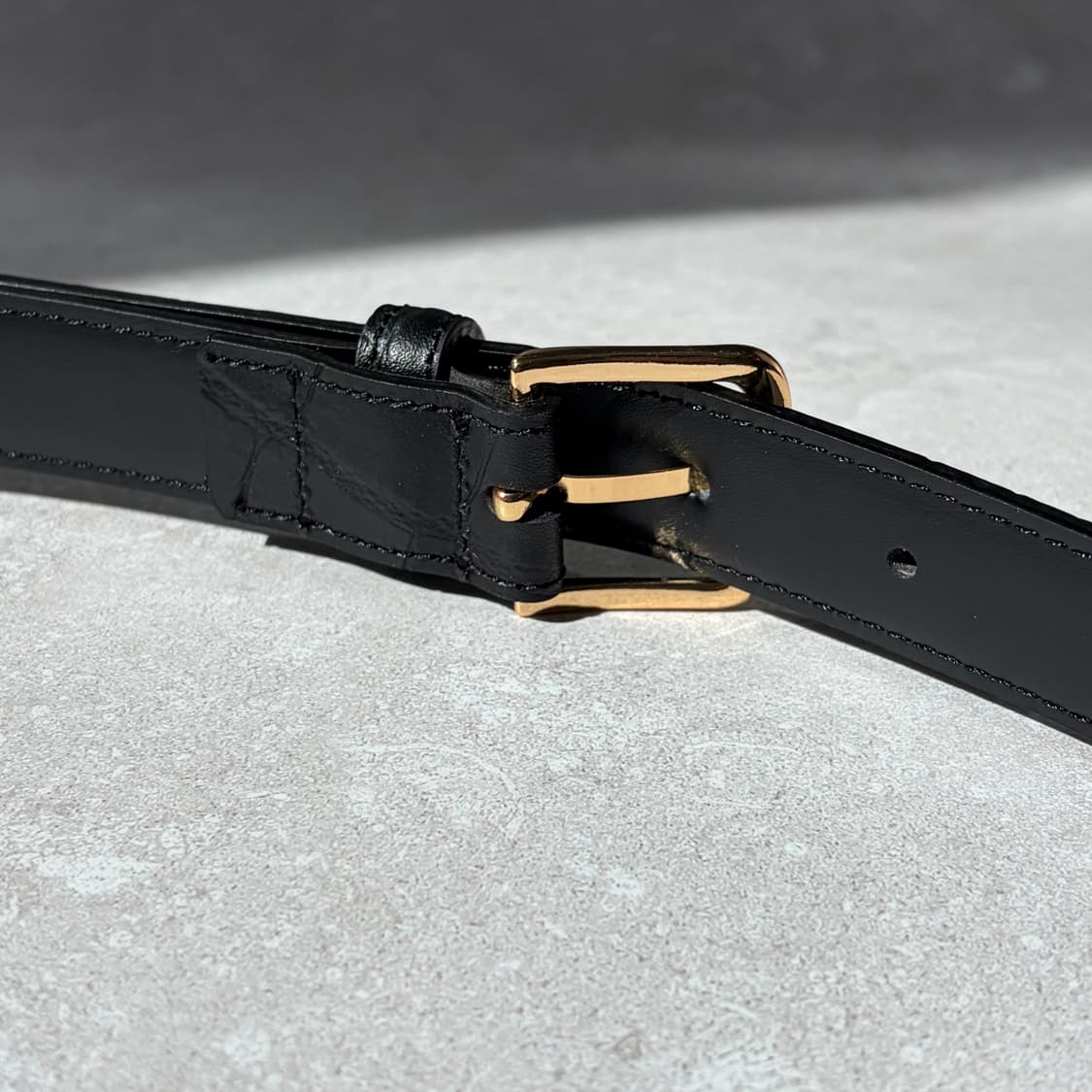 Oribell 크로커다일 페이던트 소가죽 골드버클 미니멀 버클 벨트 상품이미지9