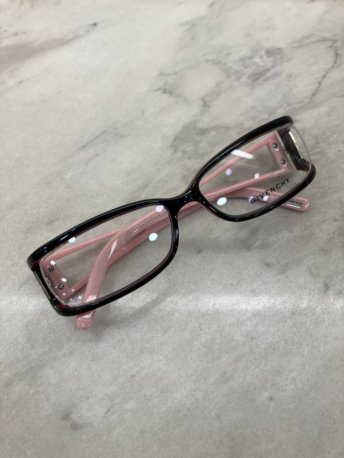 B42 지방시 GIVENCHY 레드핑크 스퀘어 큐빅 뿔테 안경 상품이미지1