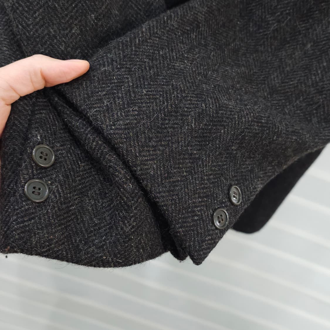 JAPAN 빈티지 헤링본울 2버튼 블레이져 자켓- M 상품이미지4