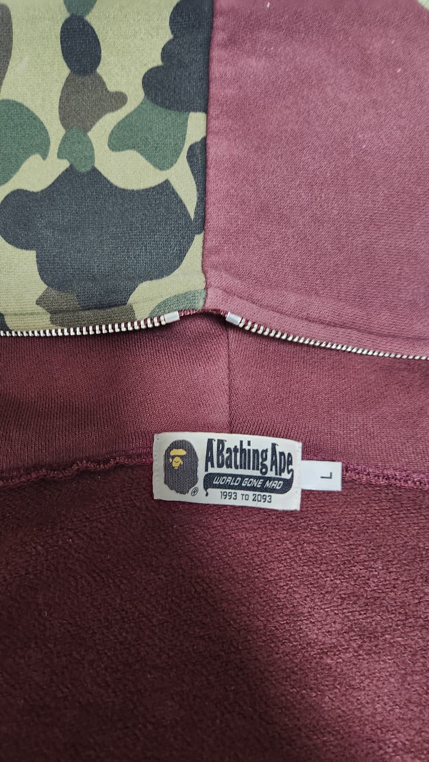 베이프 반카모 샤크 후드집업 버건디 L 상품이미지7