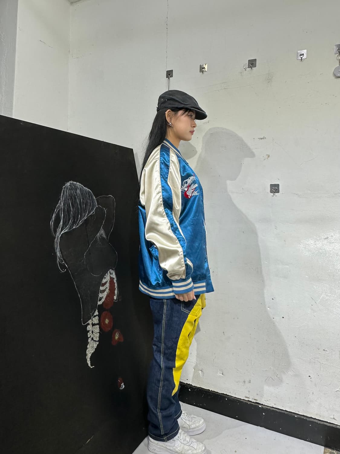 Jpn 일본빈티지 선바 재패니즈 오리엔탈 뼈다귀 네이비 자켓 상품이미지3