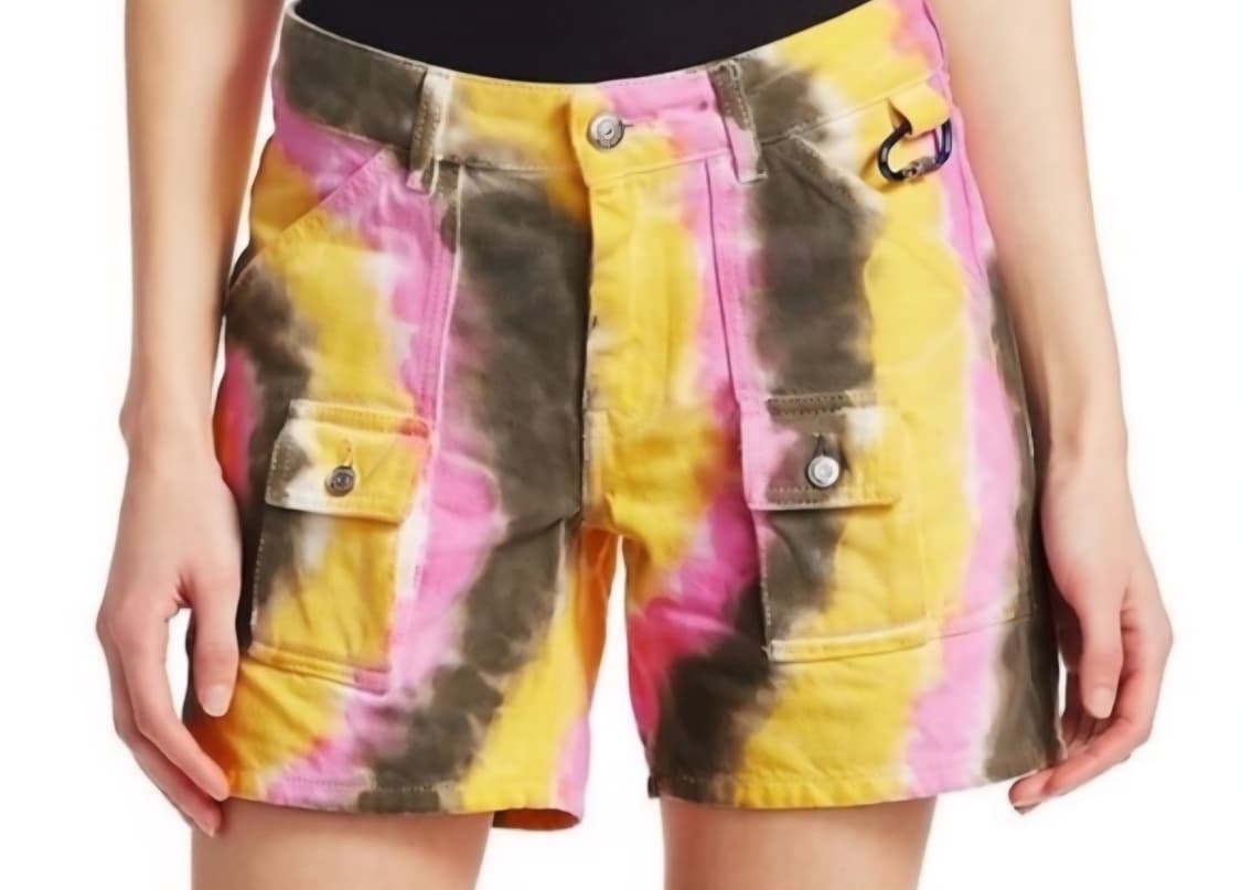 GANNI 가니 멀티 컬러 워시드 타이다이 데님 쇼츠 반바지 25 상품이미지3