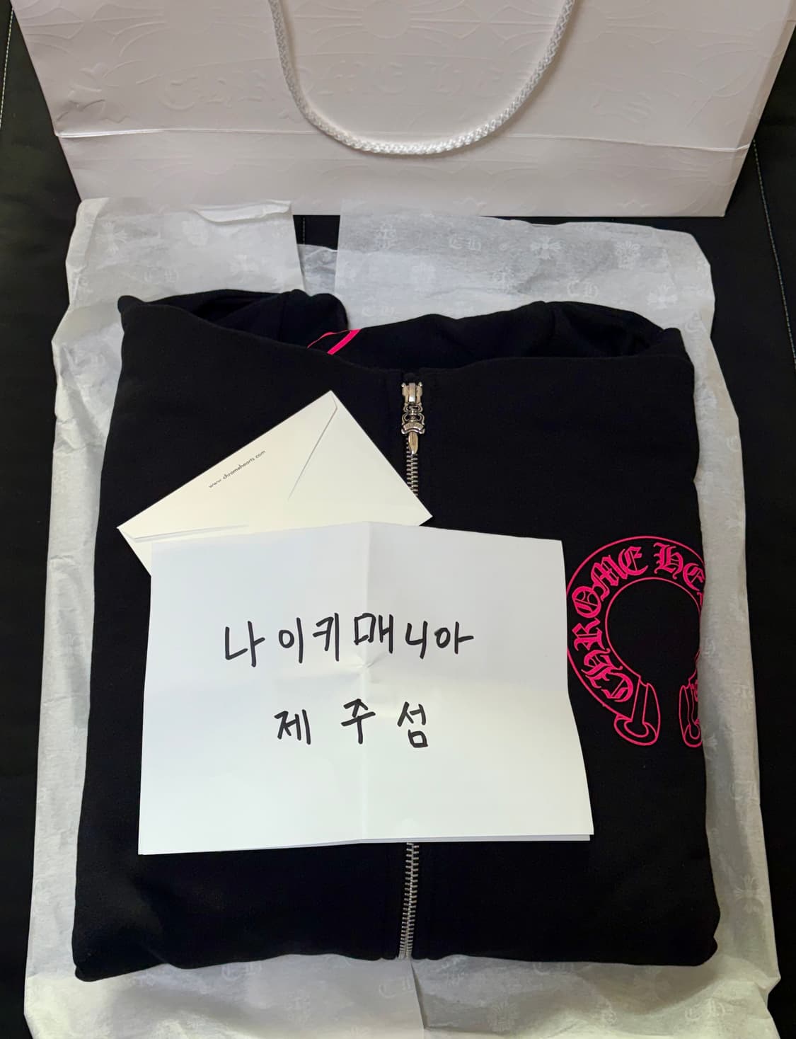 크롬하츠 홀스슈 플로랄 후드 집업 블랙핑크 L 상품이미지1