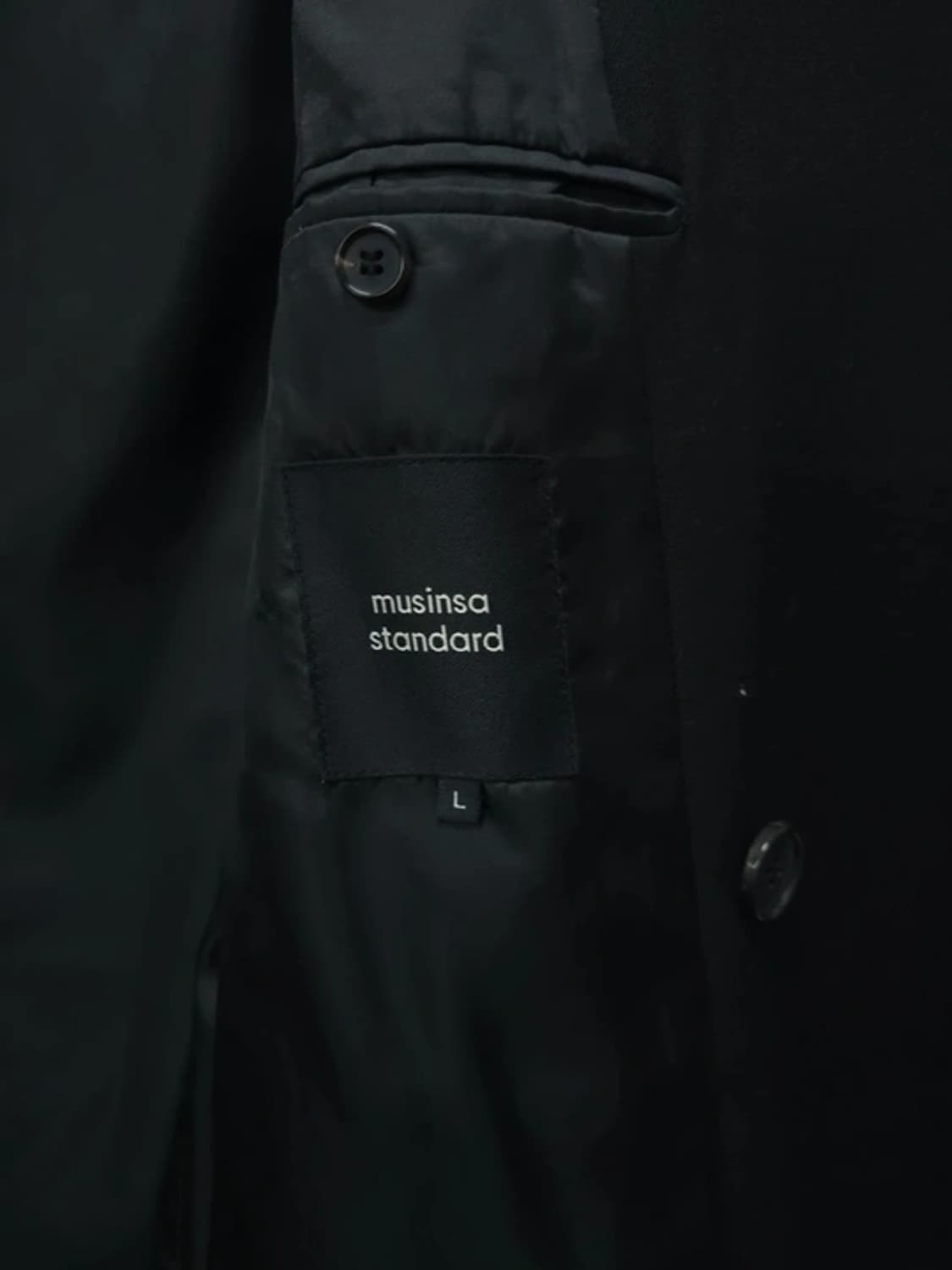 무신사 스탠다드 울 블렌드 더블 트렌치코트 블랙 (L사이즈) 상품이미지4