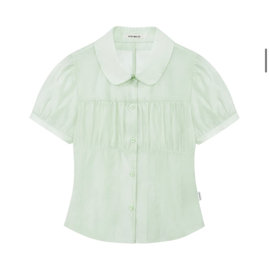 미레코 SHIRRING SHEER BLOUSE PISTACHIO 상품이미지1