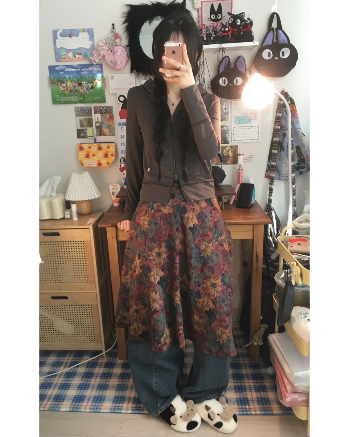 vintage floral pattern long skirt multi 상품이미지1