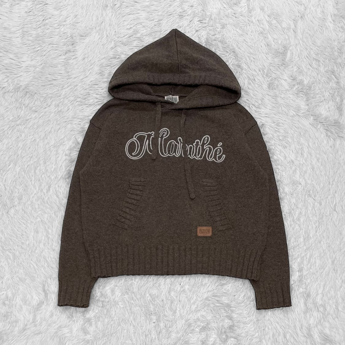 마리떼프랑소와저버 체인 자수 로고 니트 후드티 브라운 상품이미지2