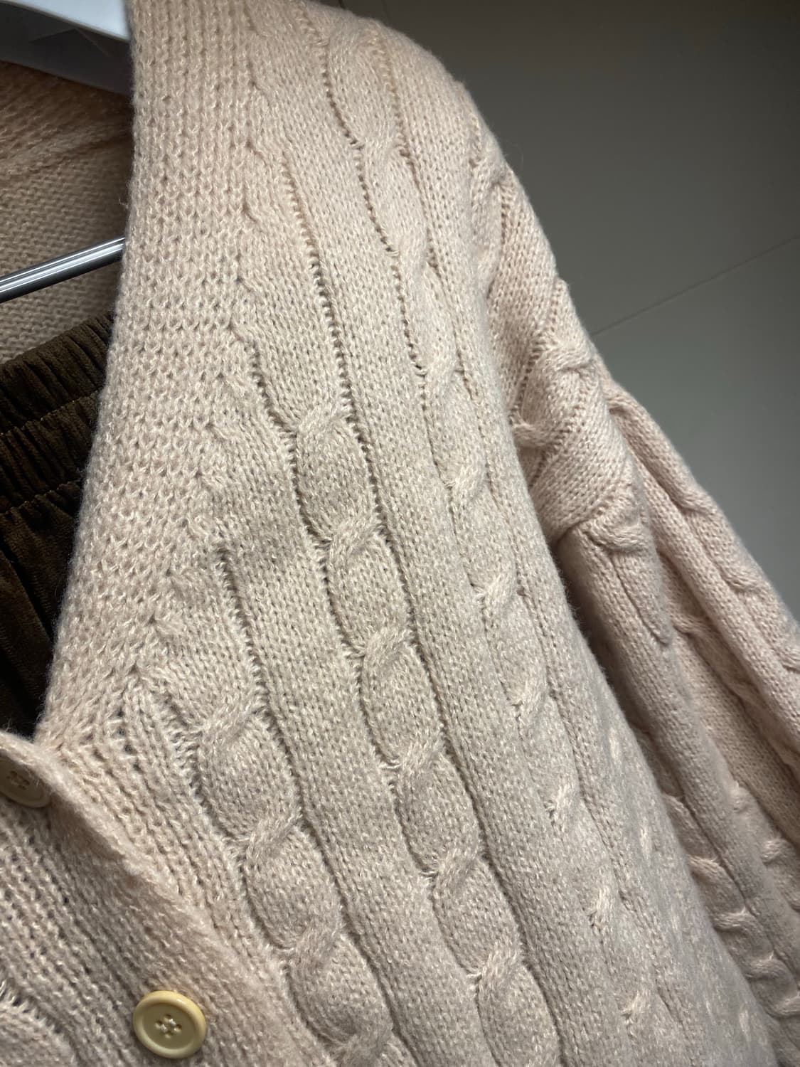 쉬인 꽈배기 니트 가디건 아이보리 L 상품이미지3