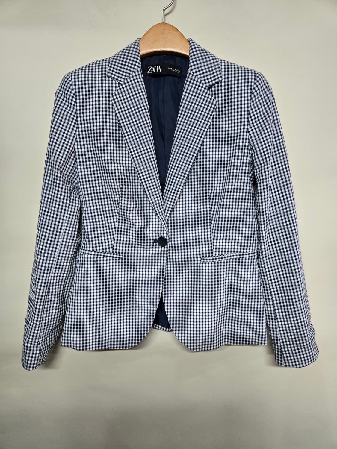  ZARA 블루 체크 패턴 여성 자켓 EUR38 상품이미지1