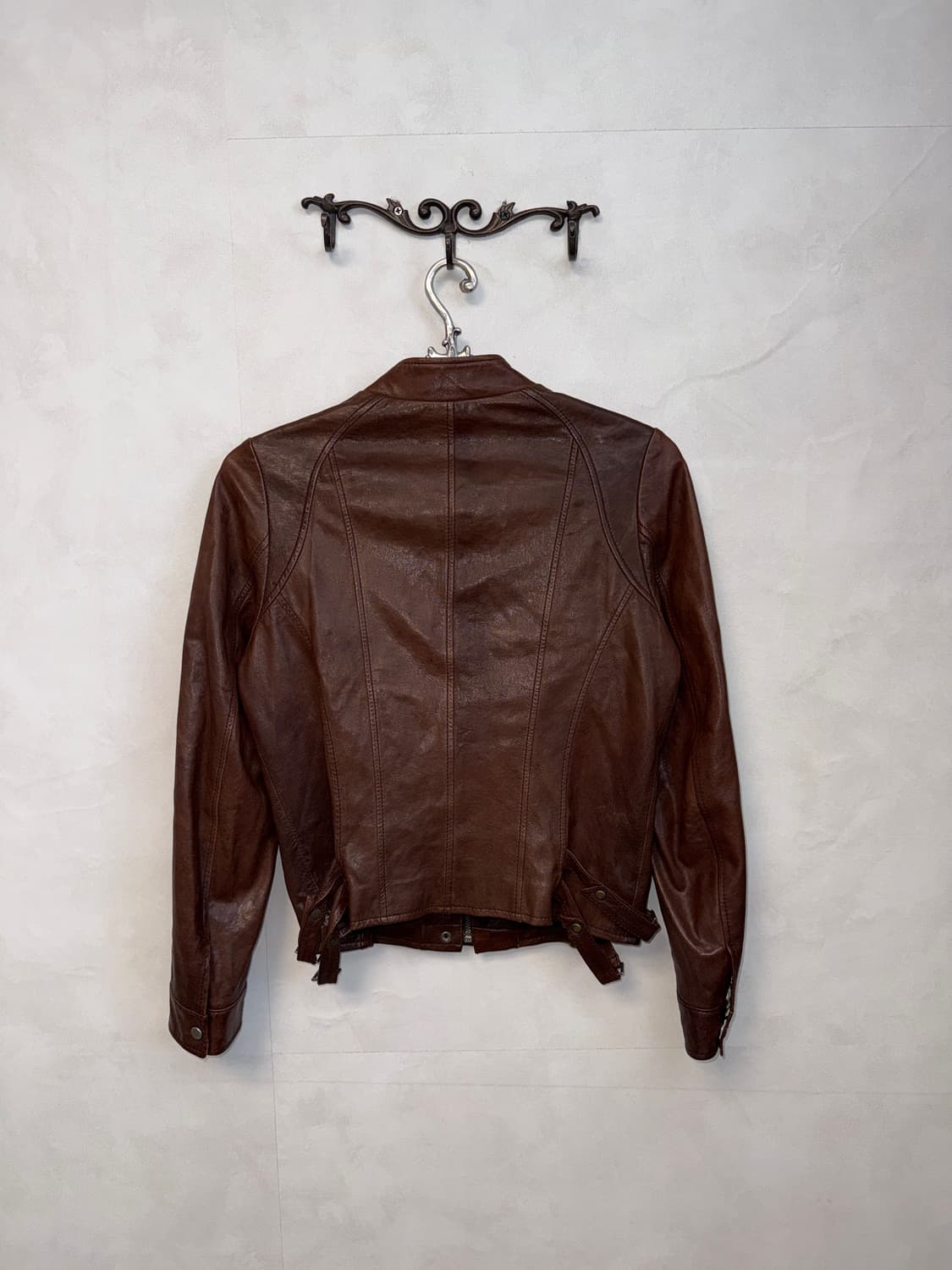 Dark brown lamb skin side buckle jacket  상품이미지3