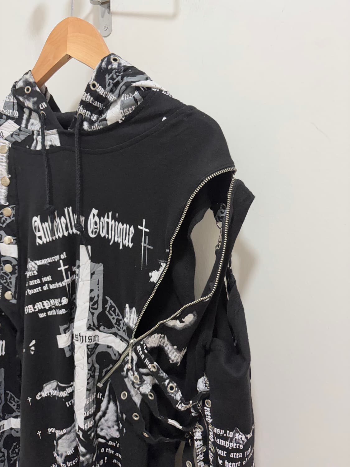 Y2k 매드 펑크맛 스컬 후드 티셔츠 상품이미지7