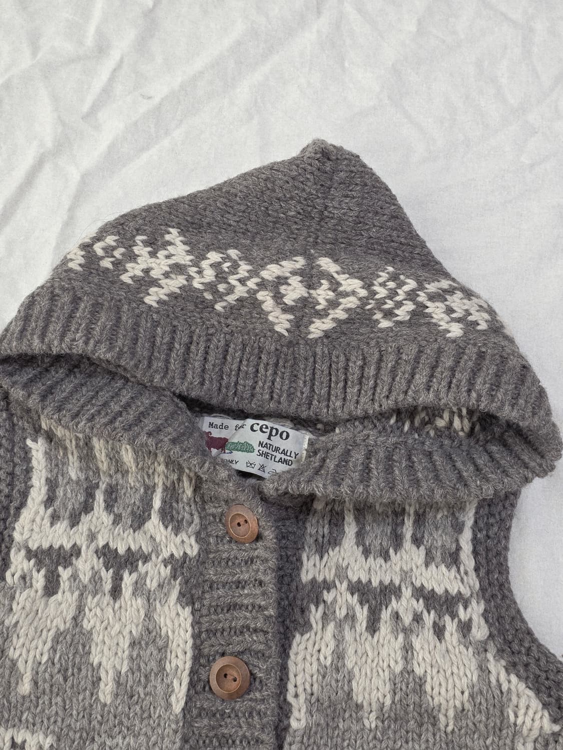 모리걸 노르딕 후드 니트 조끼 베스트 일본빈티지 상품이미지3