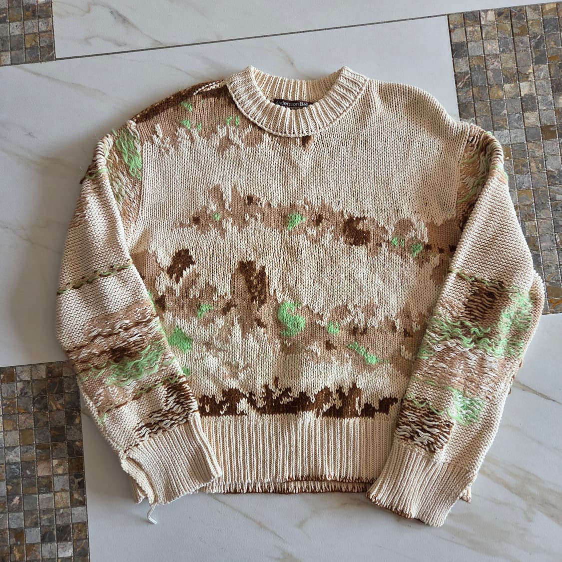 앤더슨벨 델라 인타샤 크루넥 스웨터 베이지 상품이미지4