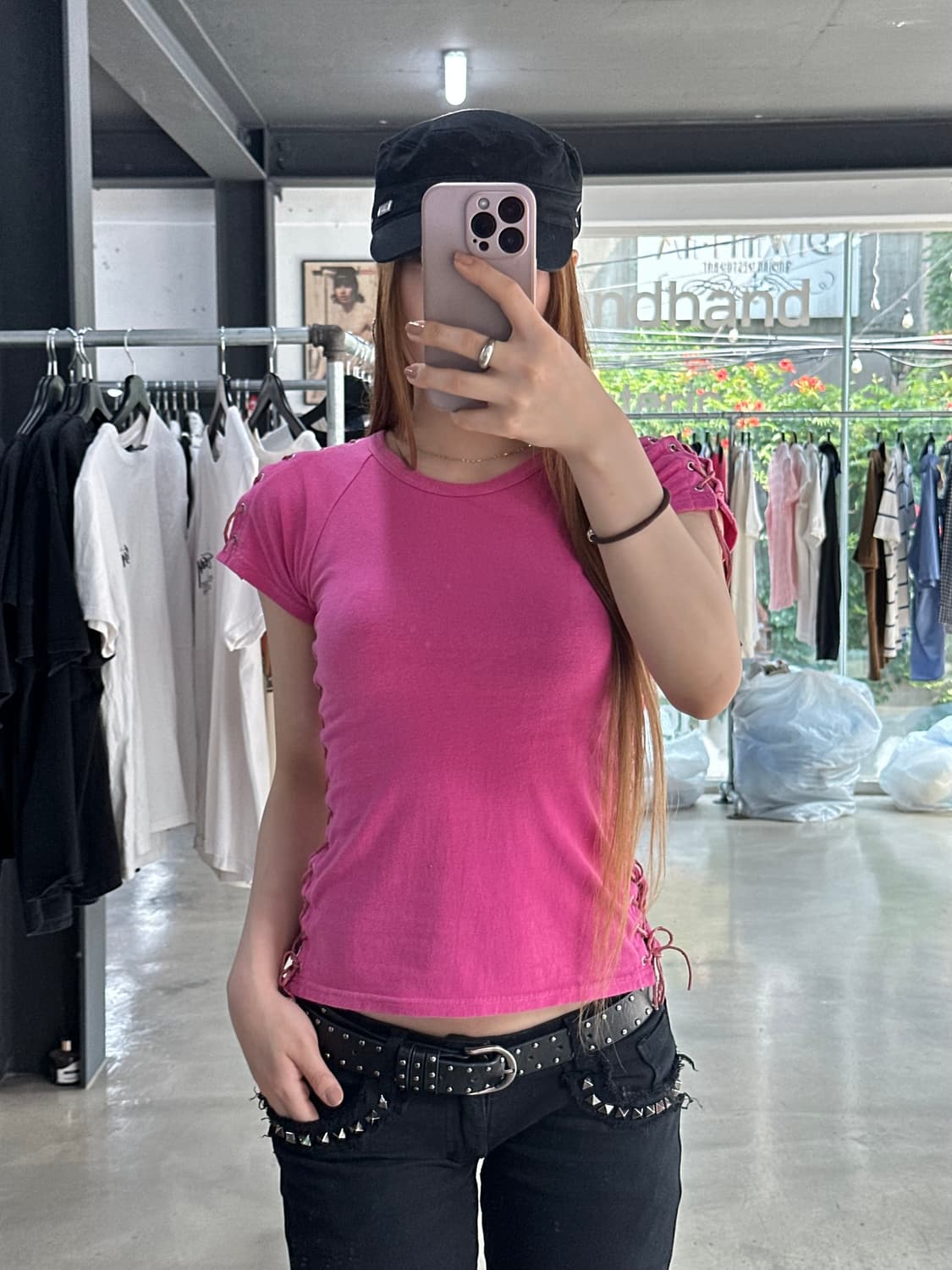 히스테릭글래머 아카이브 아일렛 레더 글리터로고 반팔티 상품이미지4