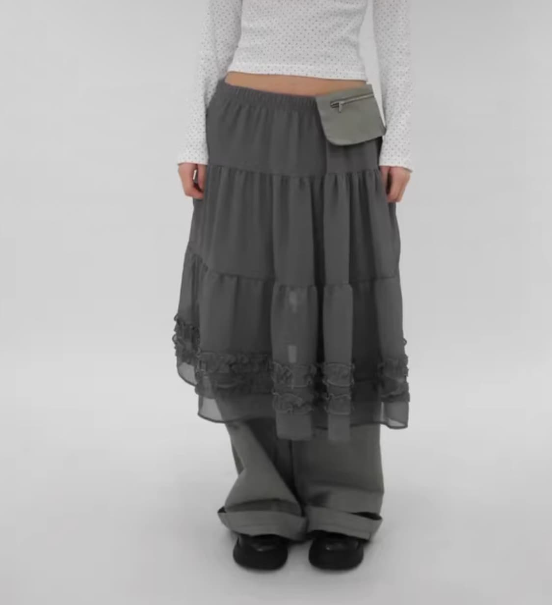 캉캉 샤 미디 스커트 상품이미지1