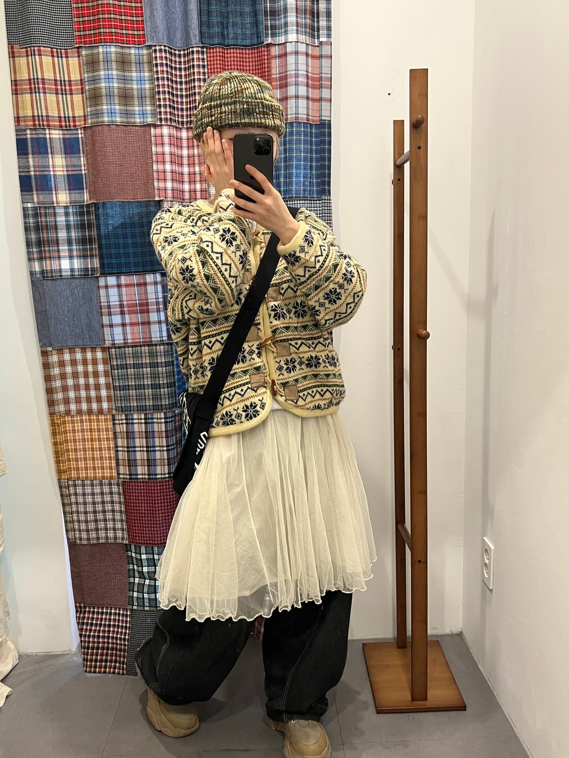 크림 빈티지 뽀글이 더플 자켓 상품이미지3