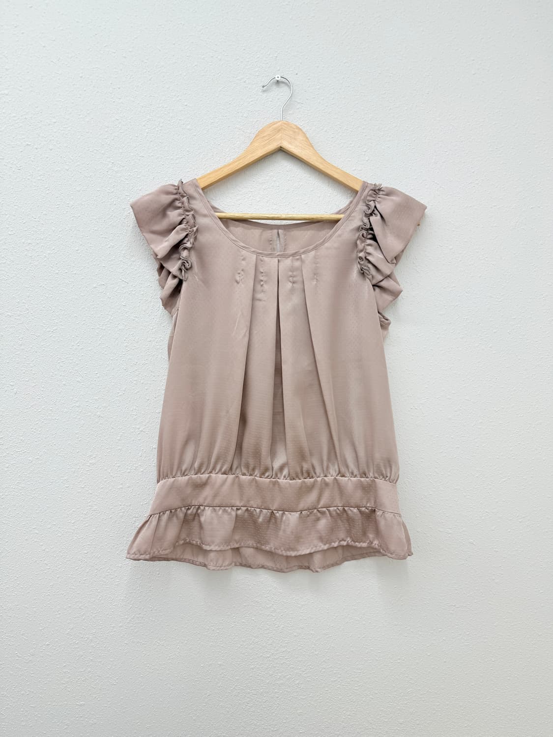 빈티지 핑크 도트 프릴 블라우스 상품이미지2