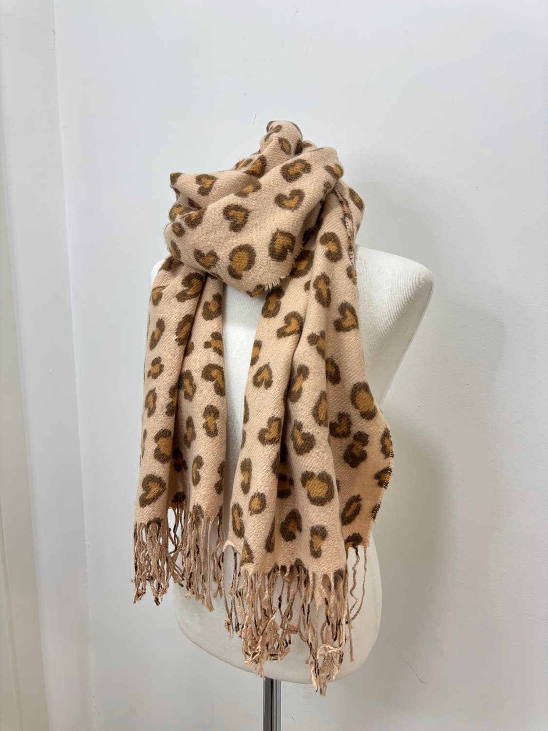 살구 브라운 레오파드 호피 머플러 목도리 상품이미지1