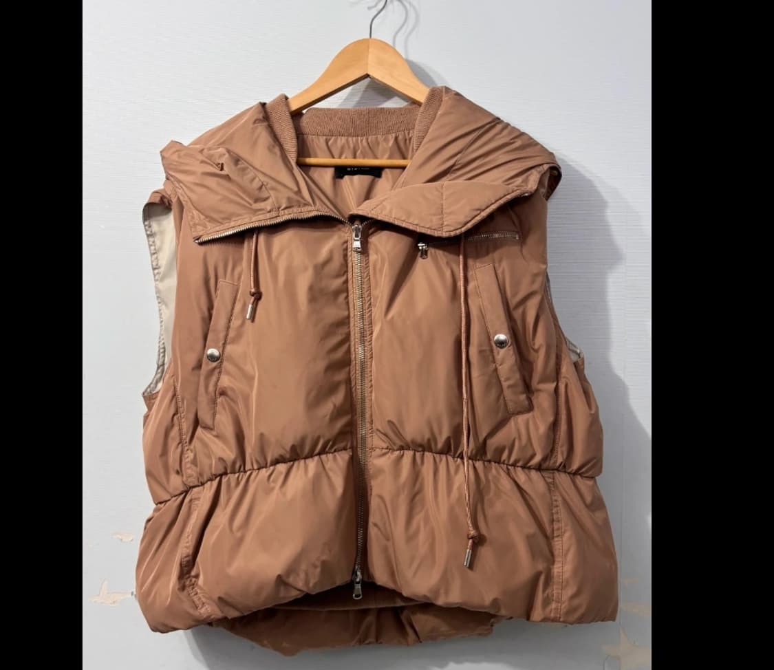 한섬 시스템 SYSTEM 후드 패딩 조끼 브라운 ~55 상품이미지4