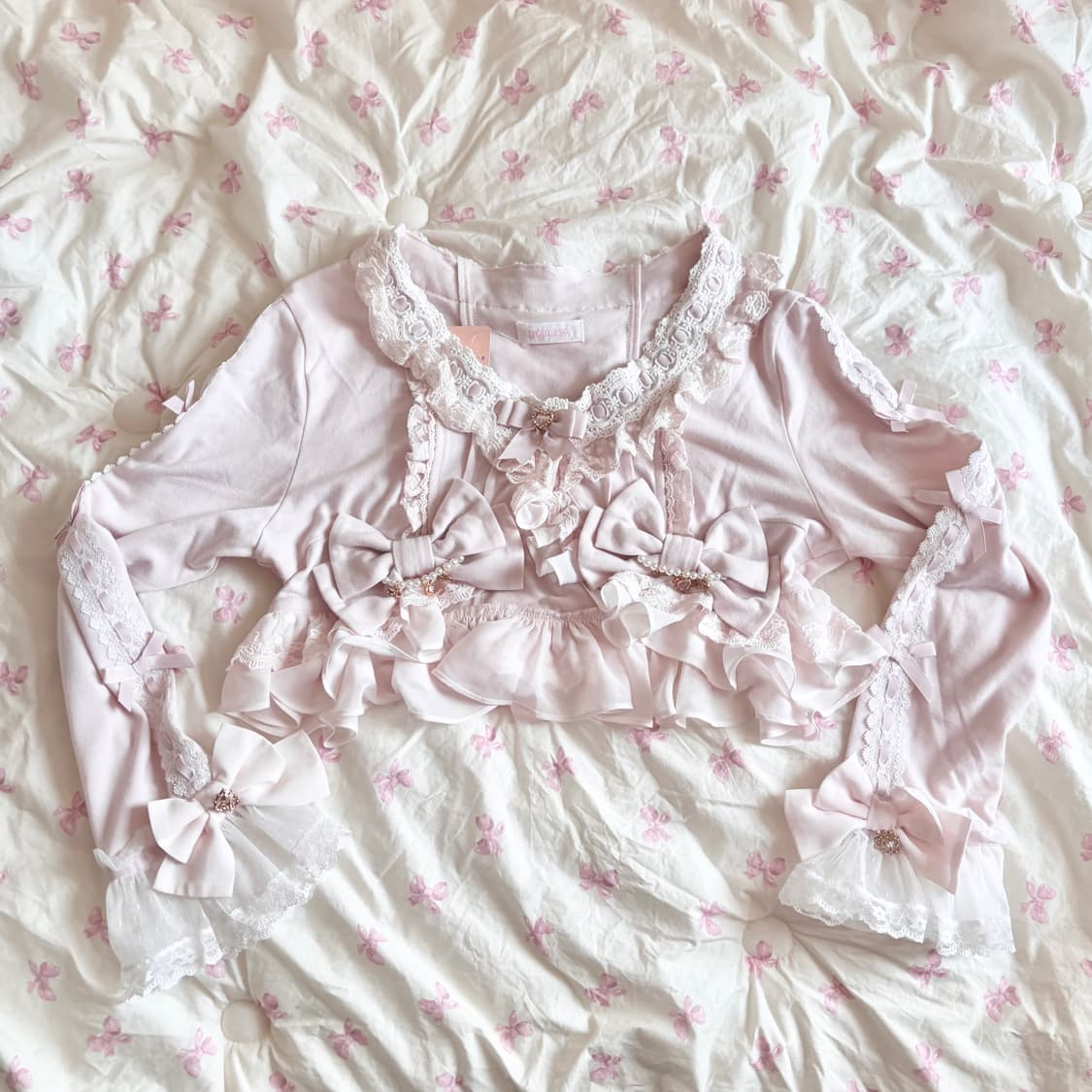 리즈리사 볼레로 리본 레이스 가디건 핑크 엔젤릭프리티 베이비더스타 양산형 상품이미지1