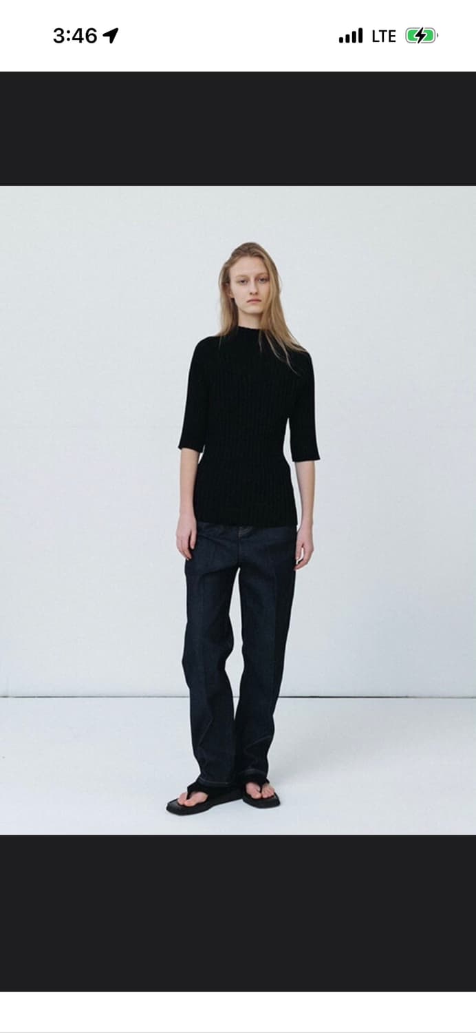 Le17 RIBBED MOCK NECK HALF SLEEVES TOP  상품이미지1