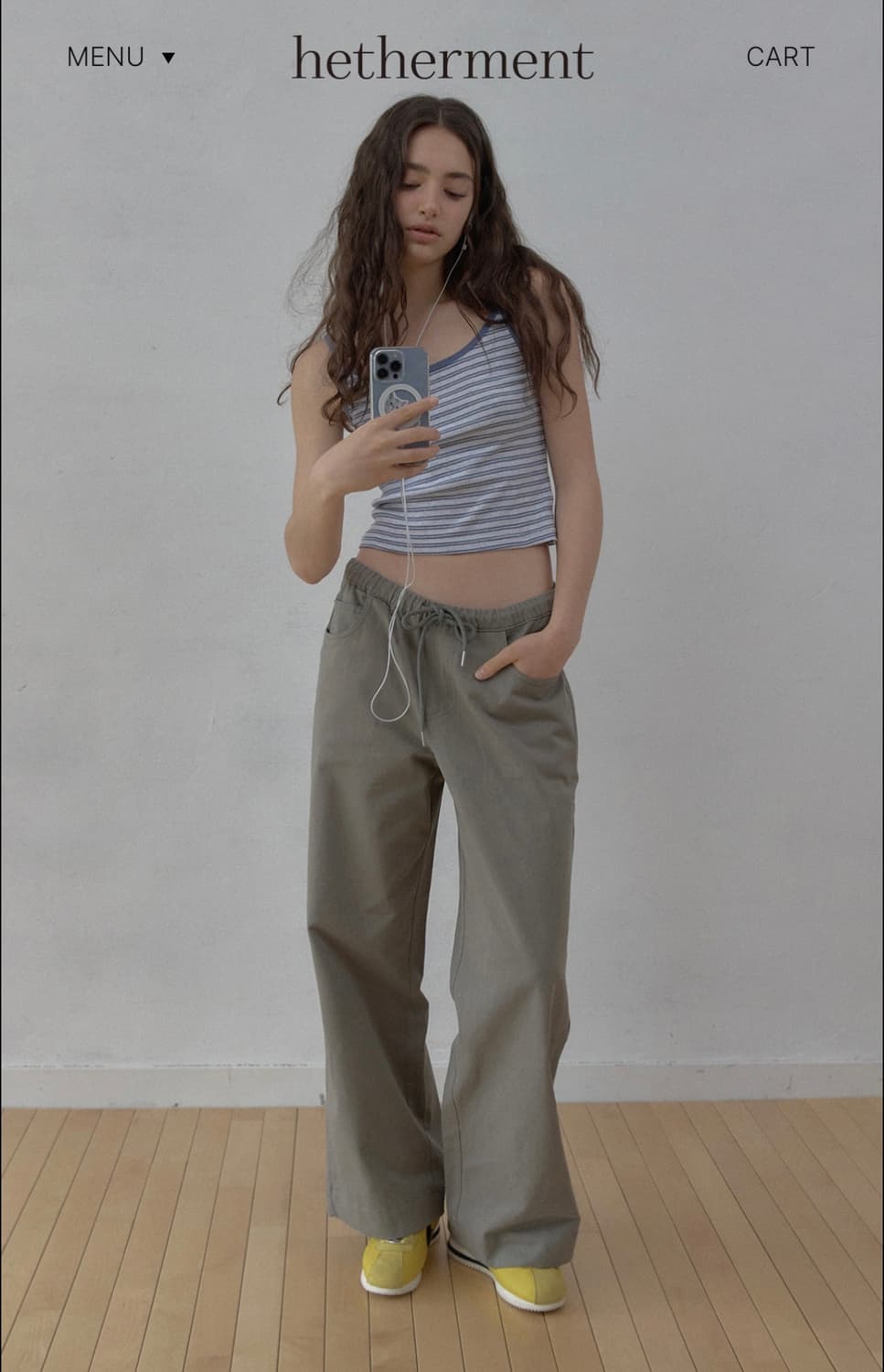 (새상품) 헤더먼트 코튼 팬츠 카키 worn cotton pants S 상품이미지1