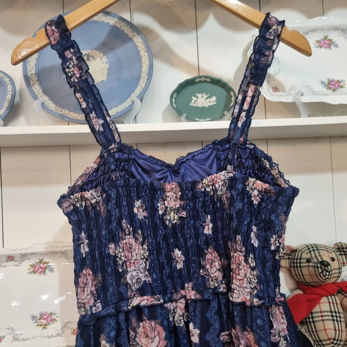 (액시즈팜) 네이비 플라워 쉬폰 원피스 상품이미지2