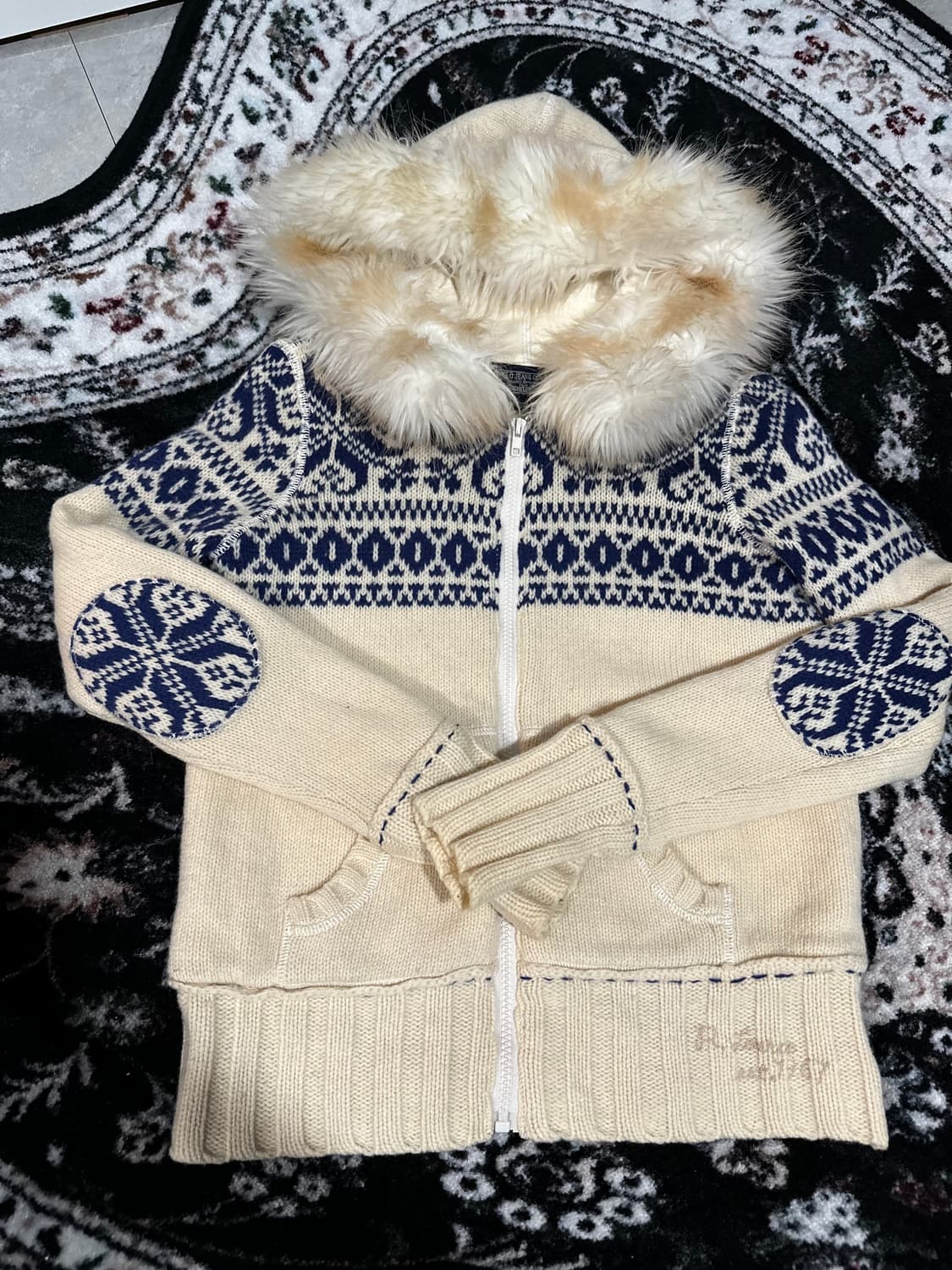 폴로진스 노르딕 퍼 니트 후드 집업 상품이미지1