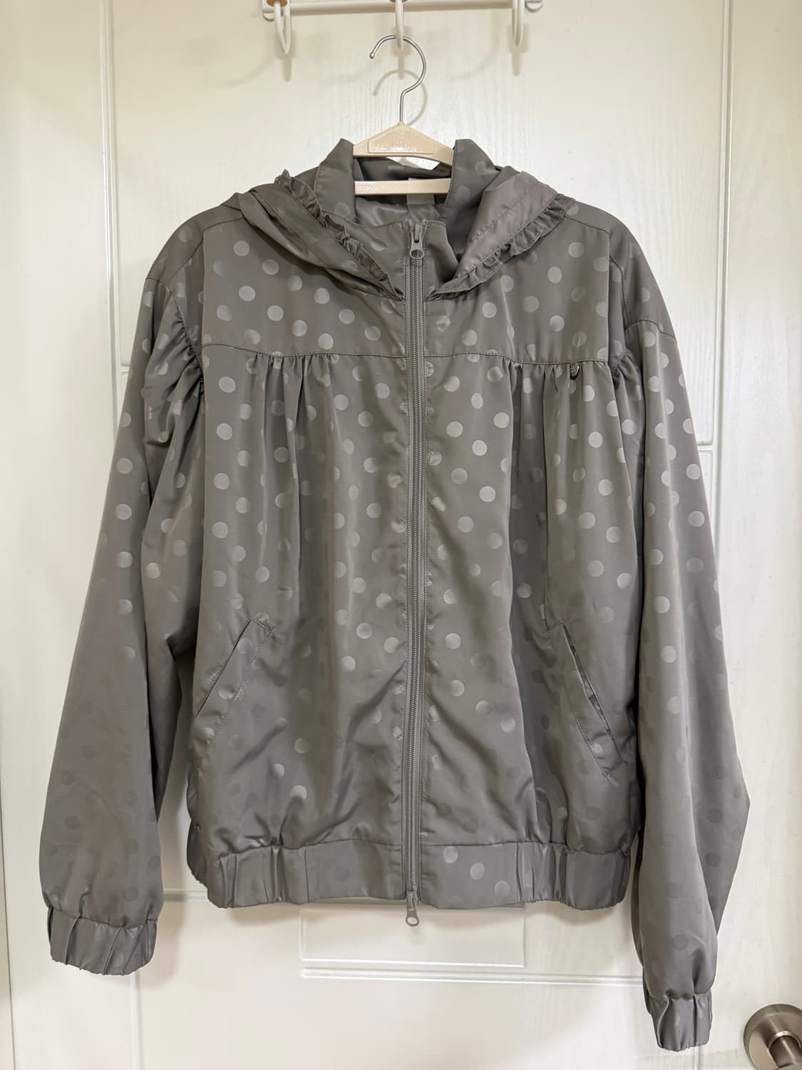 론론 도트 팬던트 후디 점퍼 바람막이 그레이 상품이미지6