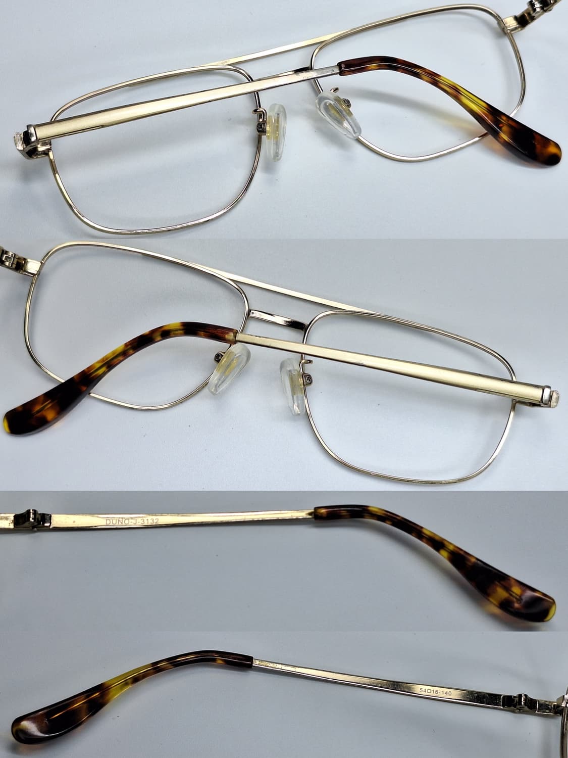 90s 일본 빈티지/DUNO J-3132 골드 투브릿지 에비에이터 안경테 상품이미지4