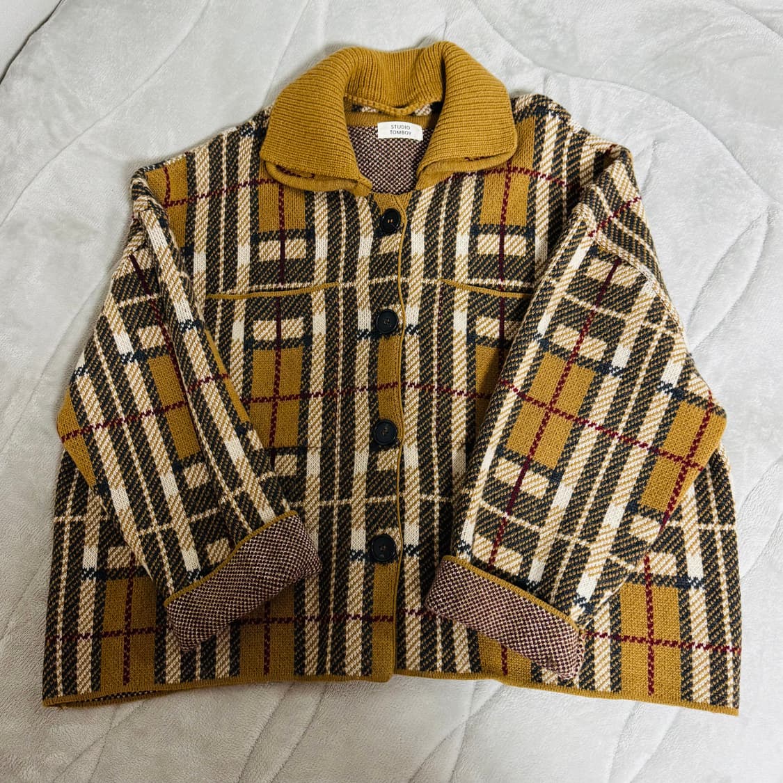스튜디오 톰보이 체크 카라 가디건 상품이미지3